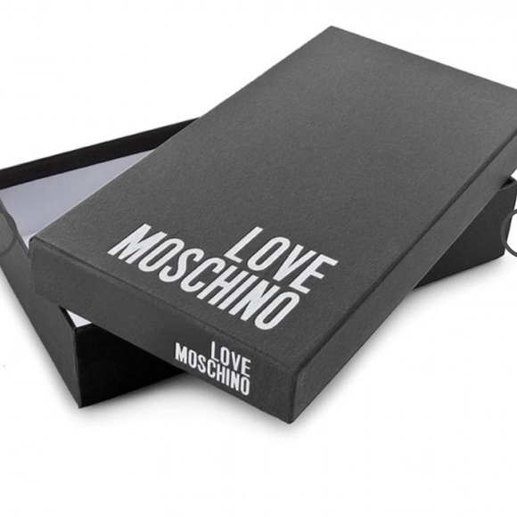 ๐ NWT Love Moschino Authentic Metallic Hearts Wallet Black And Silver - Picture 9 of 15